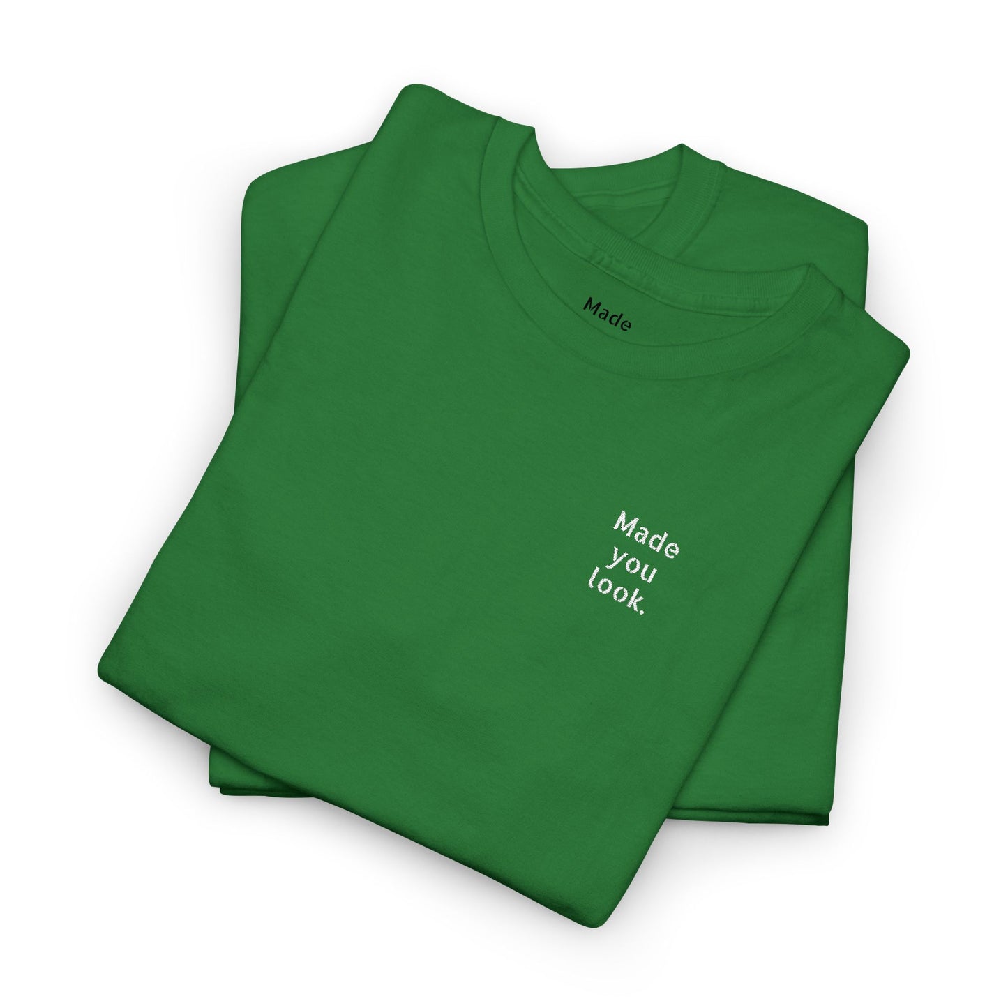 Made you look. Unisex Heavy Cotton Tee, Logo gestickt, 12 Farben