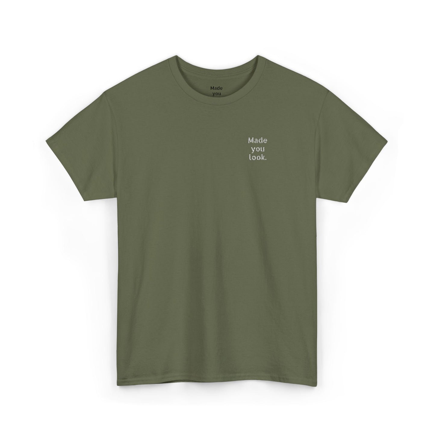 Made you look. Unisex Heavy Cotton Tee, Logo gestickt, 12 Farben