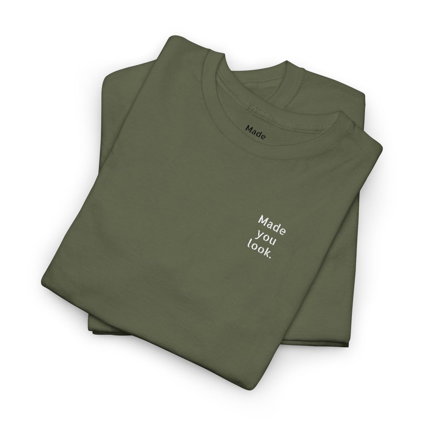 Made you look. Unisex Heavy Cotton Tee, Logo gestickt, 12 Farben
