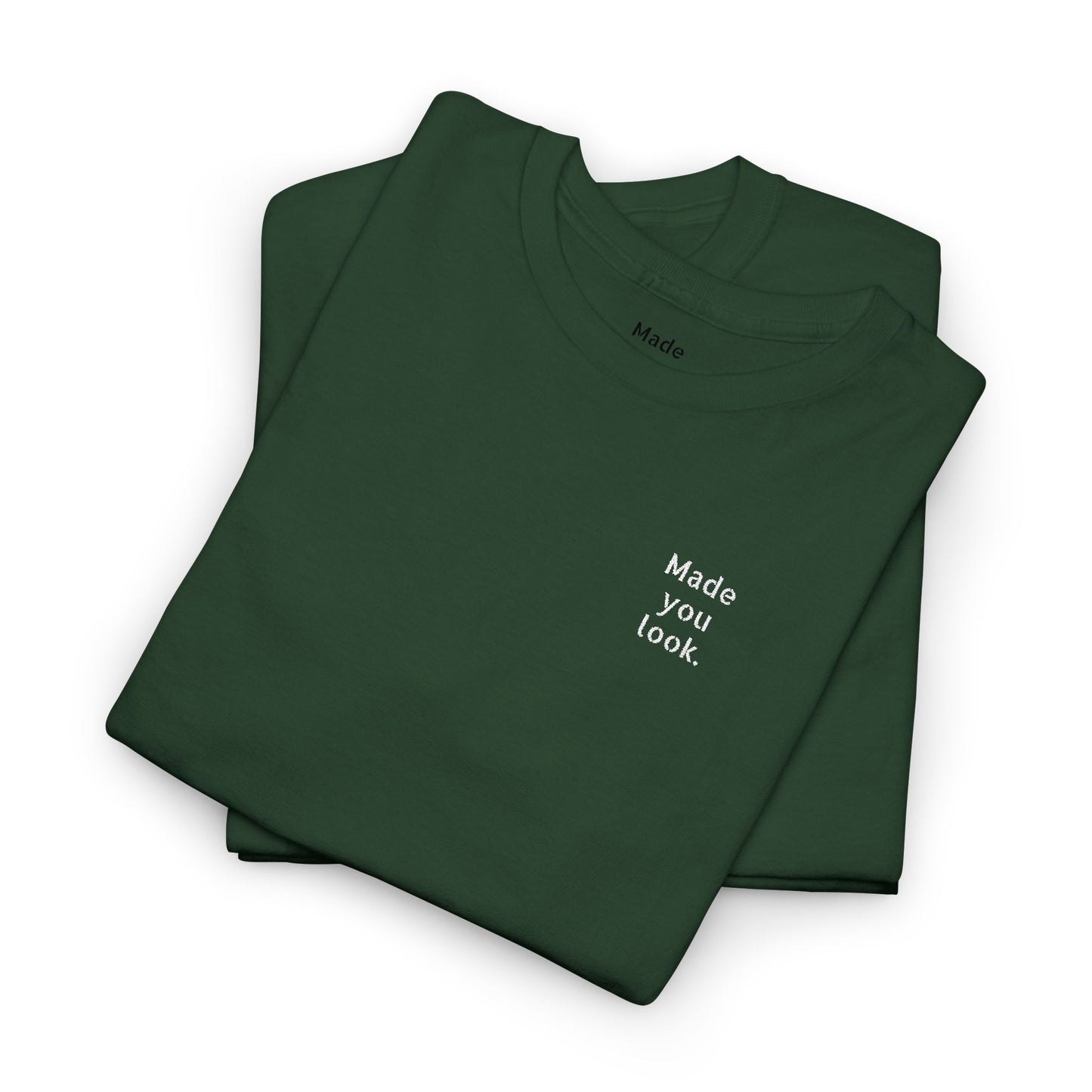 Made you look. Unisex Heavy Cotton Tee, Logo gestickt, 12 Farben